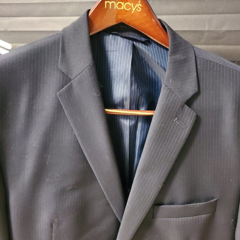 Calvin Klein slim fit suit, Macys Mens  Black pin stripe